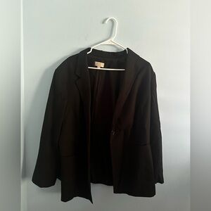 Loft Plus One Button Closure Jacket Black Size 20